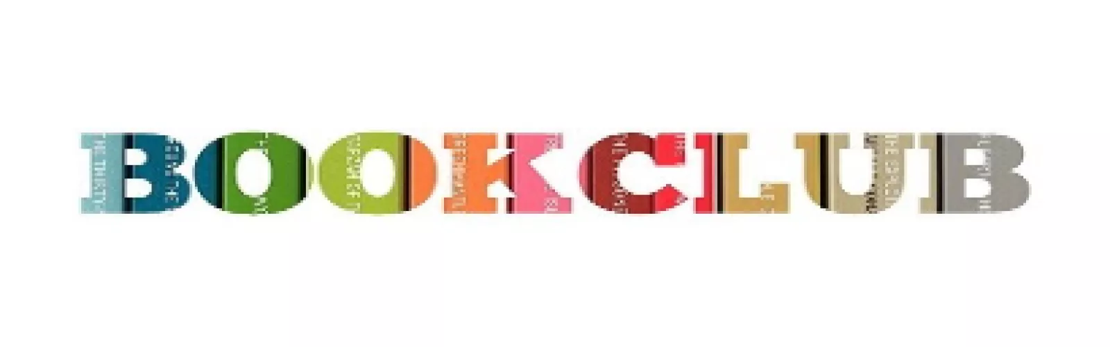 The word Bookclub in rainbow colors